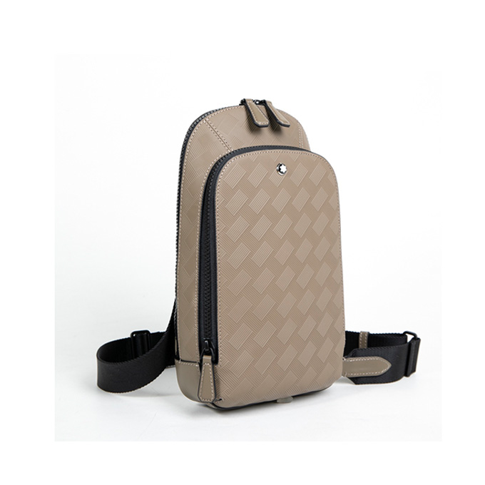montblanc 3.0 hazelnut brown leather crosshatch sling bag #220243